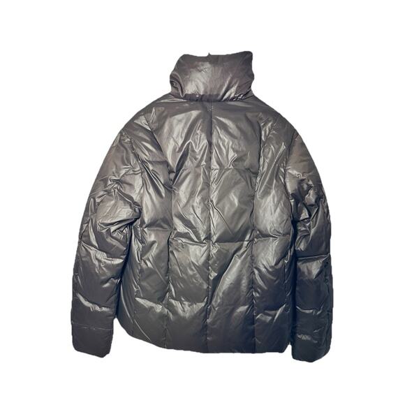 Y2K Gap Women's Puffer Jacket Small Brown Nylon Down Filled Snap Buttons New! - Picture 3 of 10